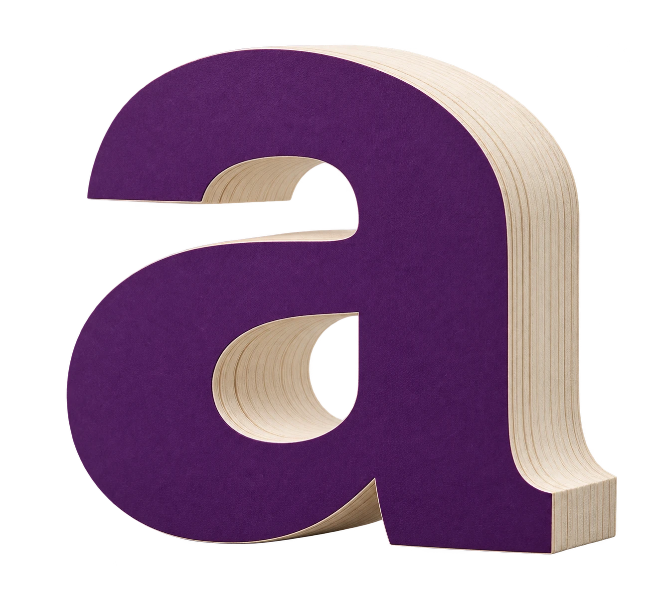 Tipografía monumental en cartón impreso violeta