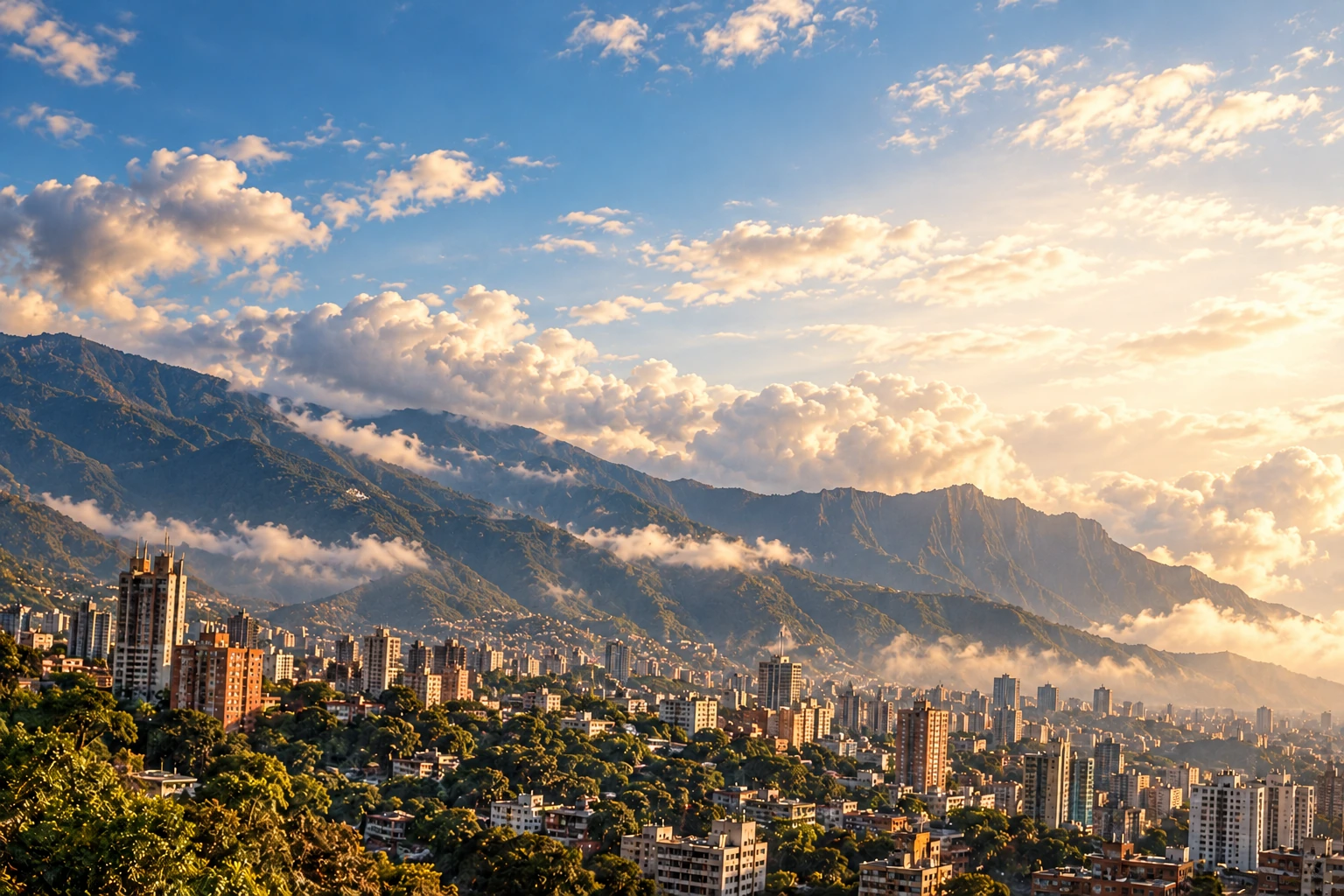 Caracas bajo el paisaje verde del Ávila.